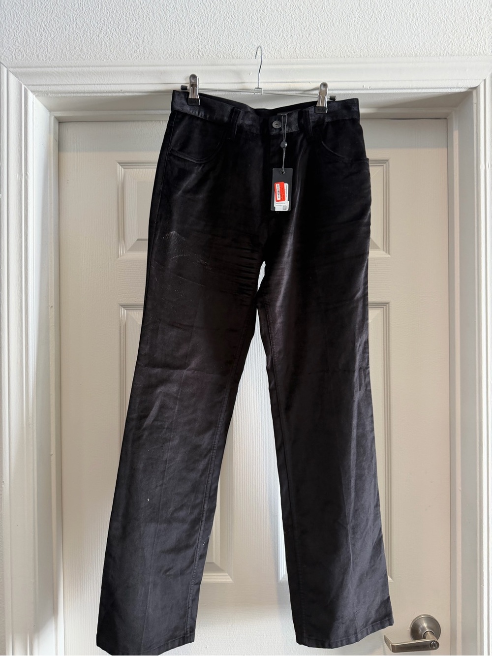 NWT Rag & Bone Black Suede Leather Straight Leg Pants Size 4